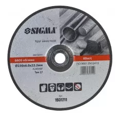 Круг відрізний по металу Ø230 × 2.0 × 22.2мм, 6650об / хв SIGMA Круг відрізний по металу Ø230 × 2.5 × 22.2мм, 6650об / хв SIGMA